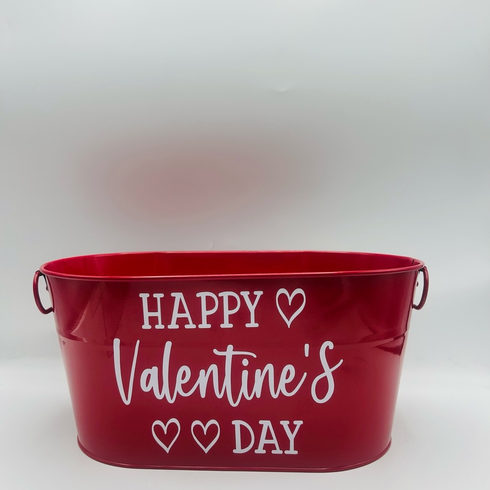 Red Valentine's Day Metal Bucket